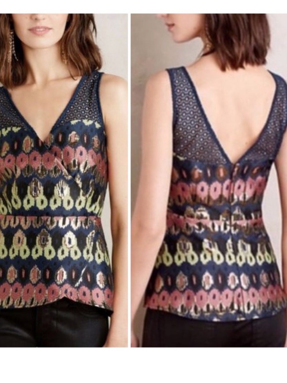Anthropologie🔥🔥New WithOUT Tags🔥🔥 HD in Paris Yana Jacquard Peplum Top